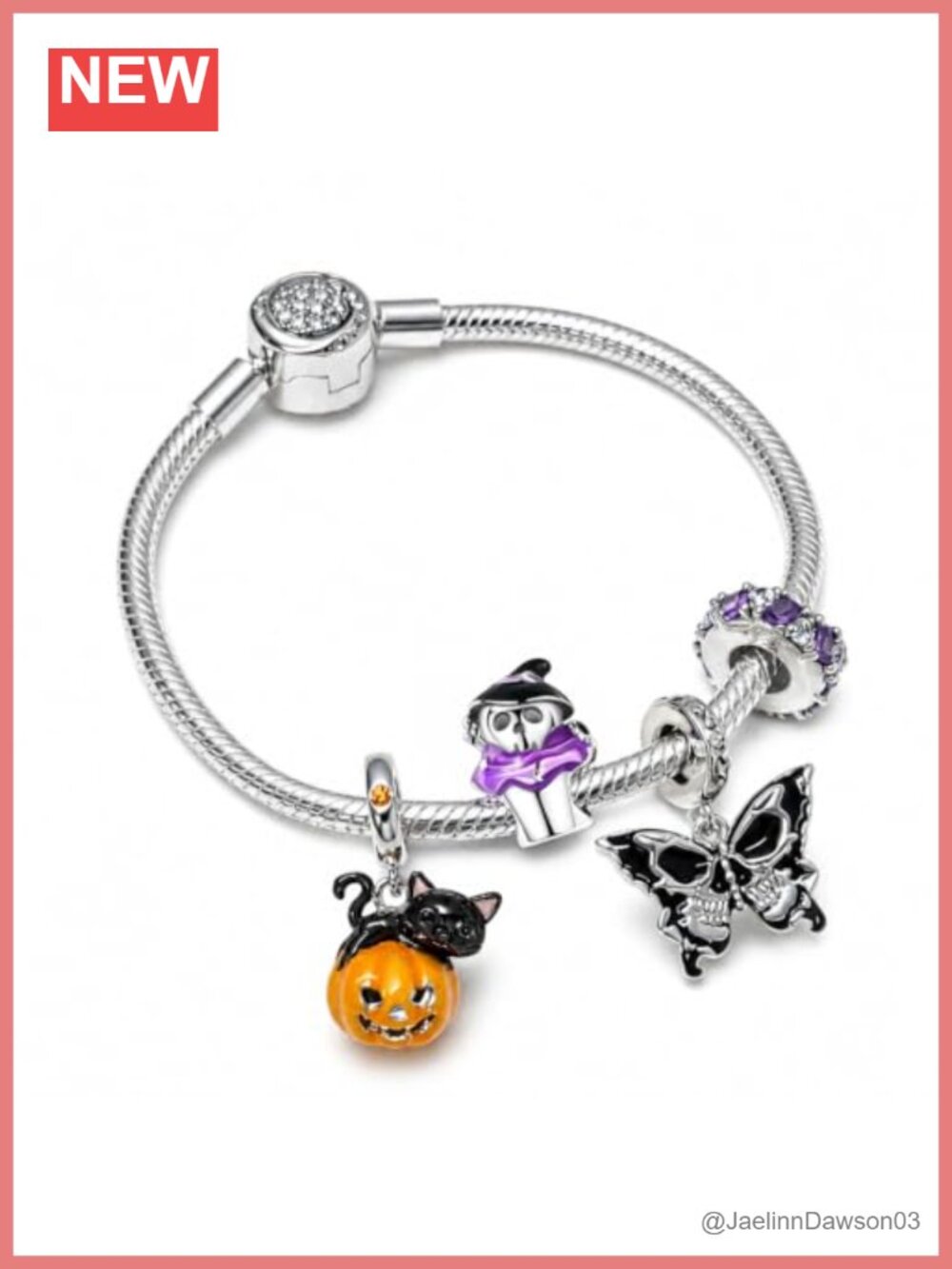 925 Sterling Silver Charm Bracelet 4 Charms DIY Jewelry Gift for Women